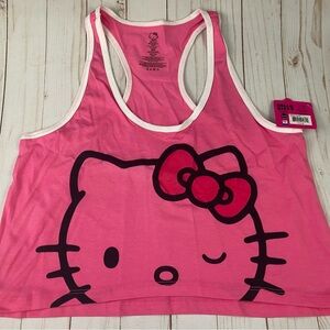 NWT Sanrio Hello Kitty Pink Racerback Crop Tank sz M